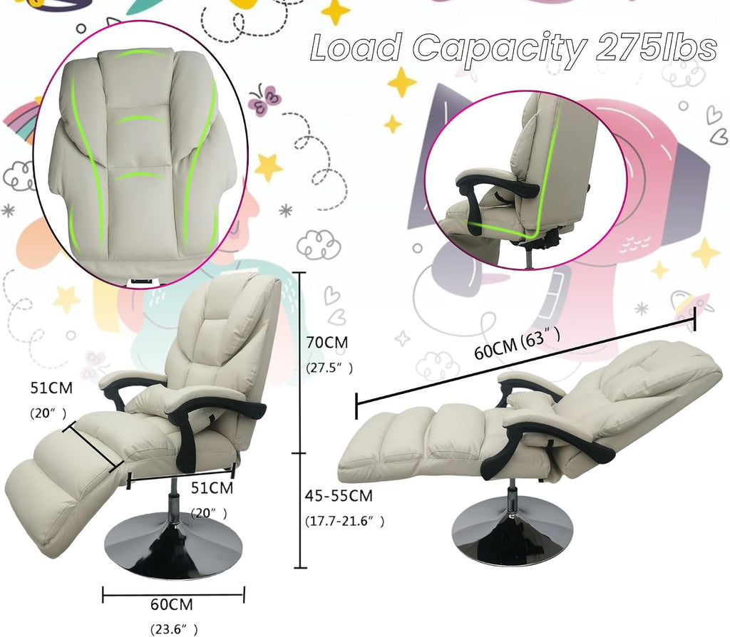 Facial Spa Chair, 360° Rotating, Adjustable Angle (90-175°), Air Pressure Lifting, 275LB Load, White Facial Beauty Spa Chair for Salon, Home Office, Beauty & Personal Care