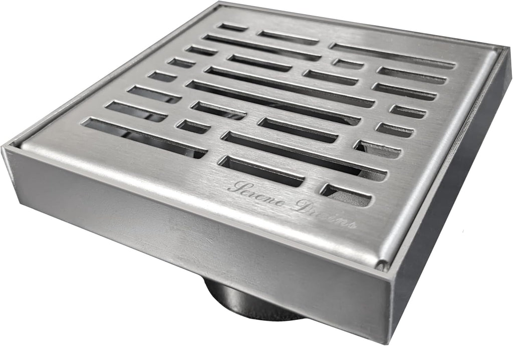 Generic CODA The Shower Drain Relocator Mover with SereneDrains Stainless Steel 4'' Square Shower Drain (Brushed Nickel Drain)