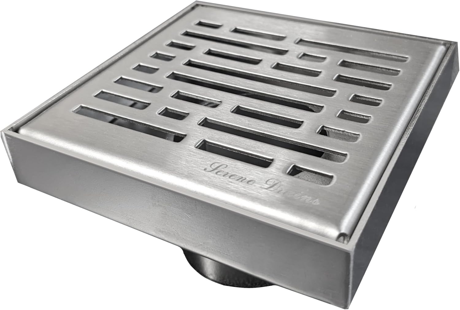 Generic CODA The Shower Drain Relocator Mover with SereneDrains Stainless Steel 4'' Square Shower Drain (Brushed Nickel Drain)