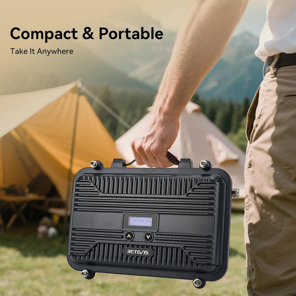 Retevis RT97S GMRS Repeater, RT97 Upgraded Version, Radio Repeater, Full Duplex Long Range, Compatible with Raspberry Pi, Portable, LCD Screen,for Remote Area, Emergency Rescue, Logistics(1 Pack)