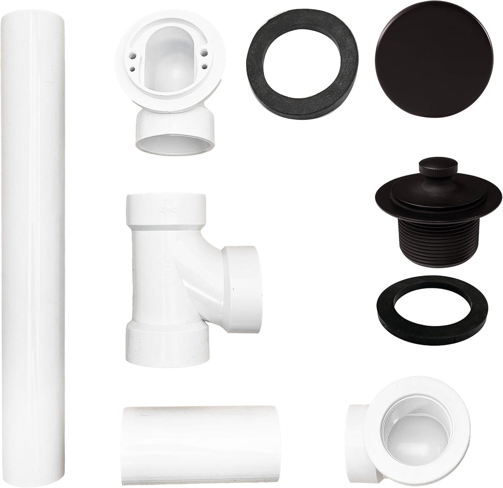 Westbrass 494244H-4-12 SCH. 40 PVC Bath Waste & Overflow Assembly with Illusionary Faceplate and Lift & Turn Drain Plug, 4-Pack, Oil Rubbed Bronze