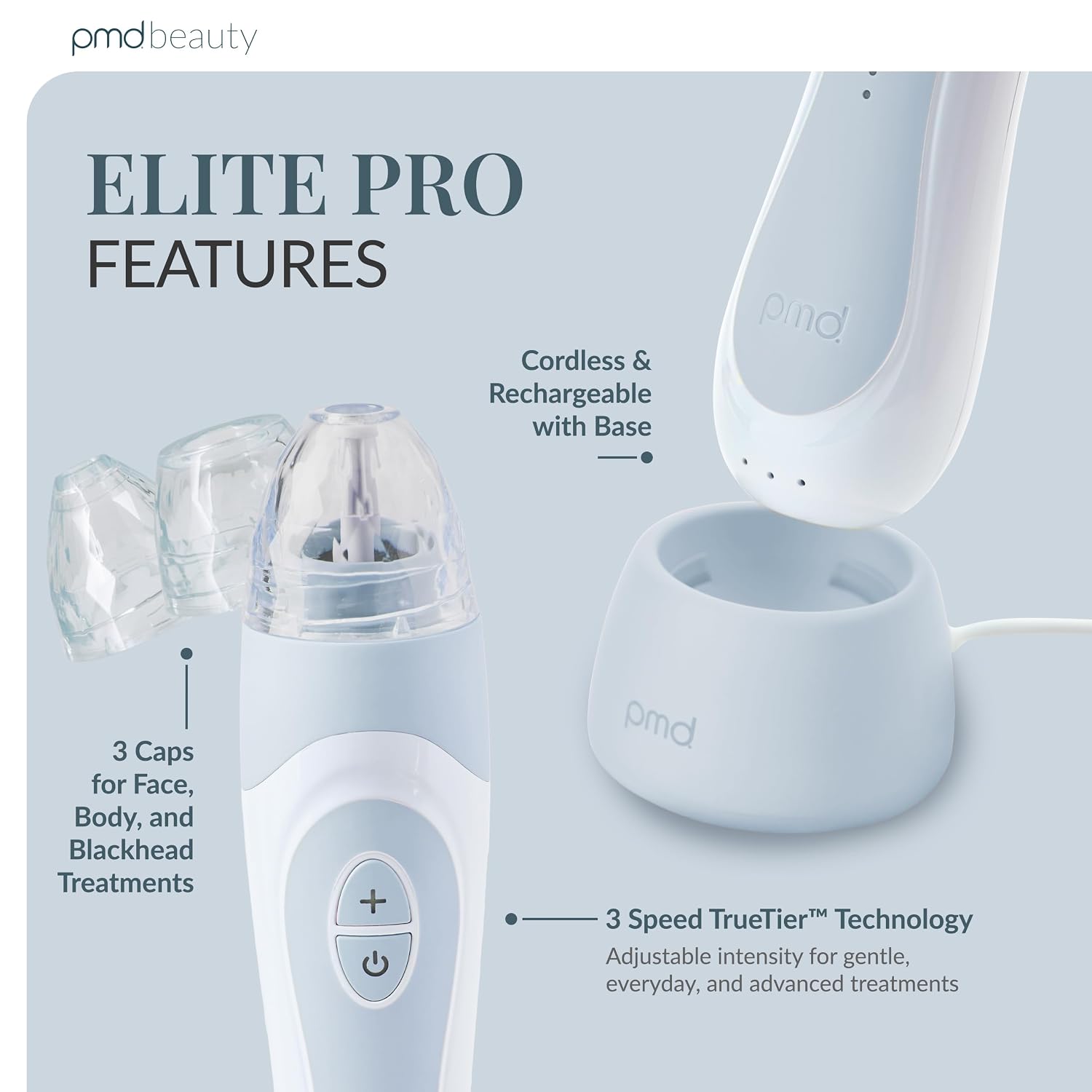 PMD Beauty Personal Microderm Elite Pro - At-Home Use, Facial Exfoliator Tool, Microdermabrasion Machine Kit for Face and Body Skincare