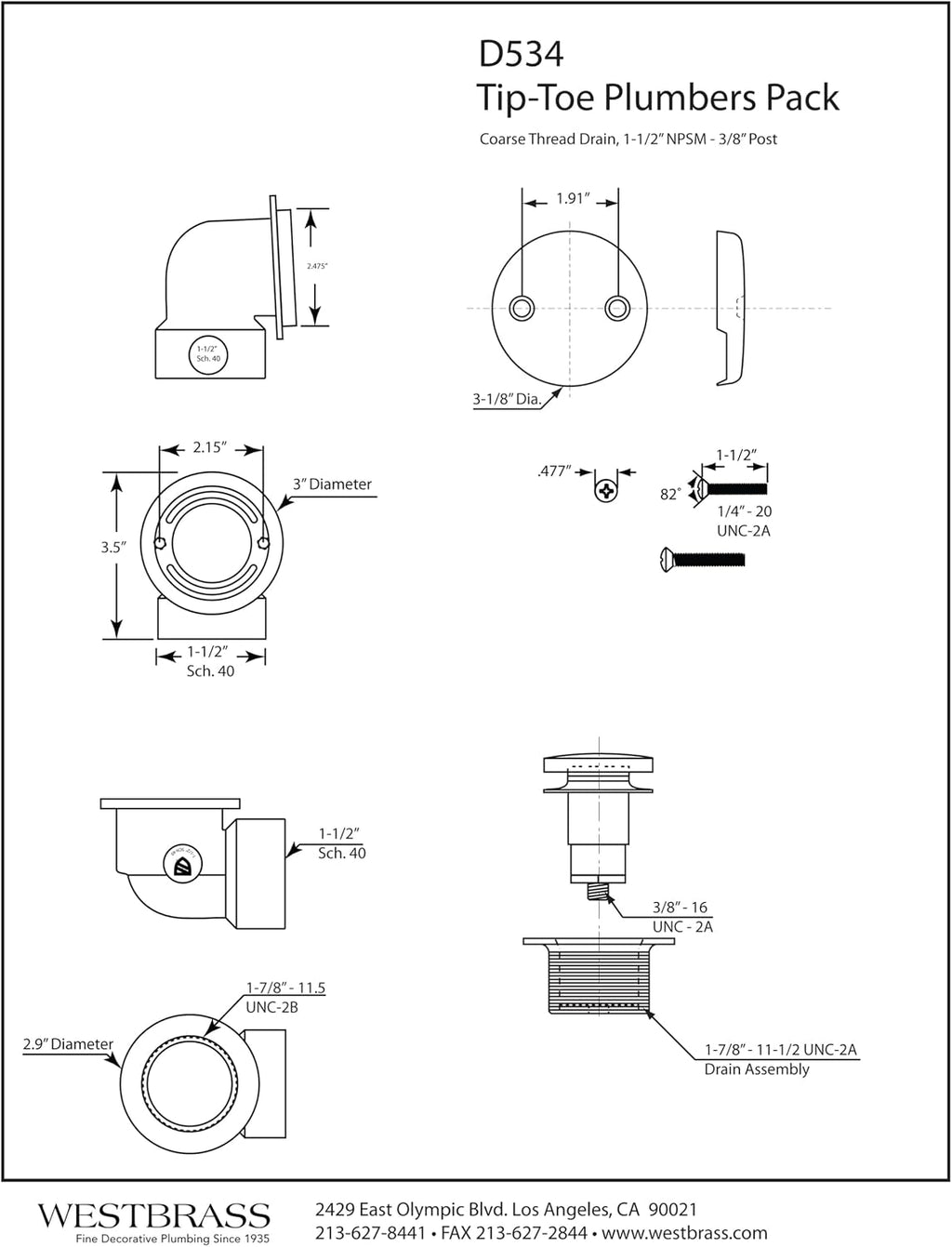 Westbrass Tip Toe Sch. 40 ABS Plumber's Pack with Two-Hole Elbow, Matte Black, D534-62