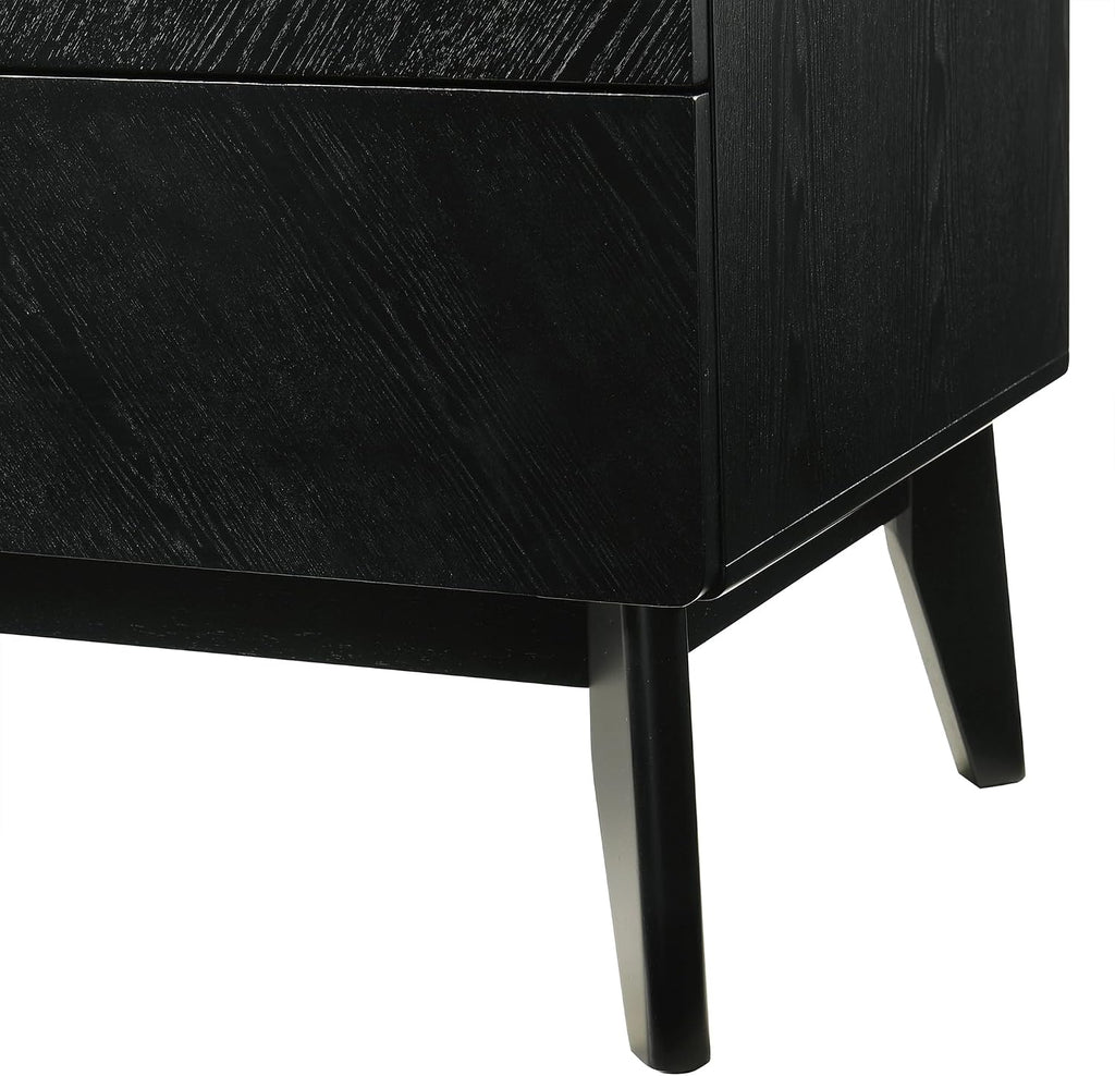 Armen Living Petra Queen 4 Piece Wood Bedroom Set in Black Finish