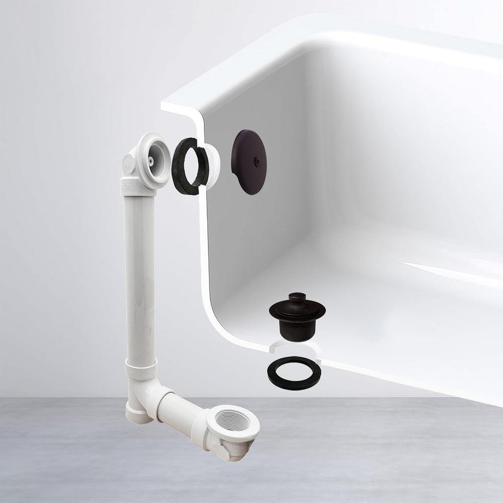 Westbrass D49721-12-12 1-1/2' Bath Waste & Overflow Assembly with Pull Drain Stopper and One-Hole Faceplate Top Elbow - Sch. 40 PVC, Oil Rubbed Bronze (12-Pack)