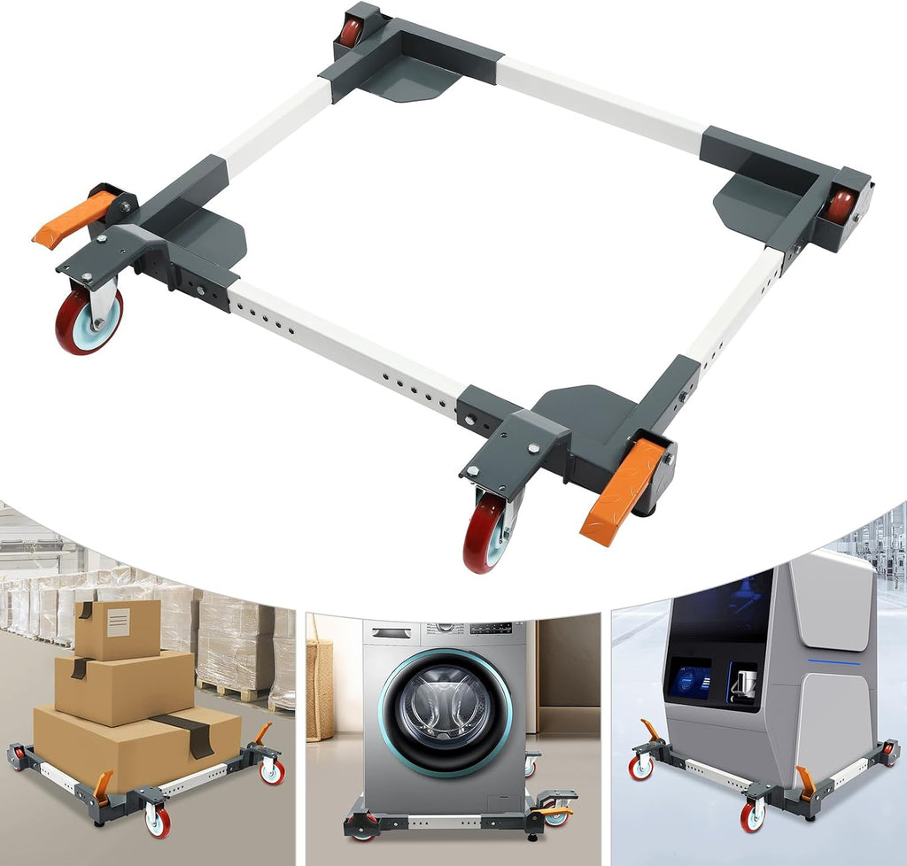 1500LBS Universal Mobile Base, Grey Adjustable Mobile Base W/ 2 Universal Wheels, Heavy Duty Mobile Base, Mobile Base Kit, Q235 Steel Mobile Base Machine for Factories and Homes