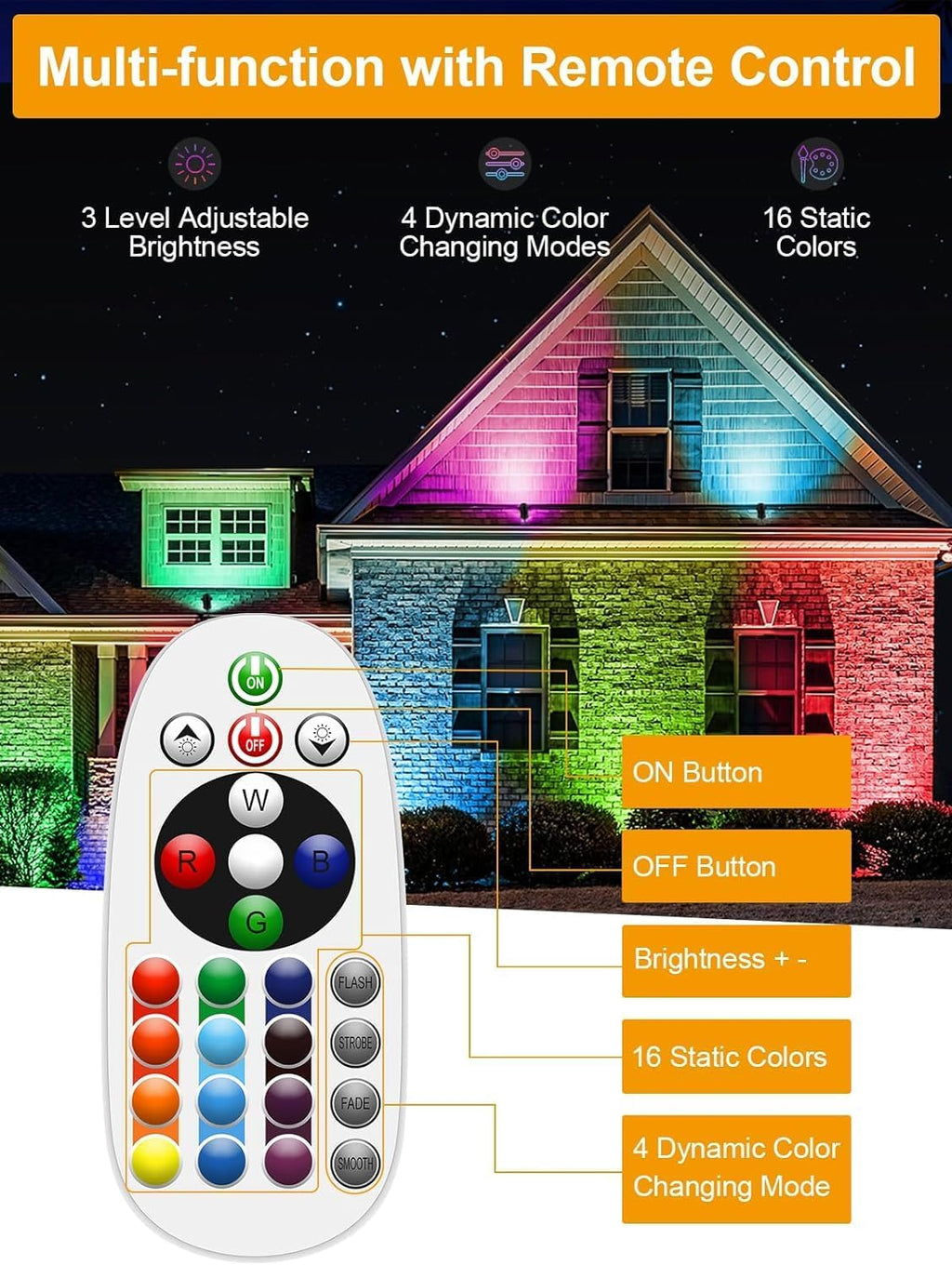 ZUCKEO 12W RGB Low Voltage Landscape Lighting Remote Control Color Changing Landscape Lights, Waterproof LED Outdoor Spotlight for Garden Pathway House Christmas Decor, 14 Pack with Connector