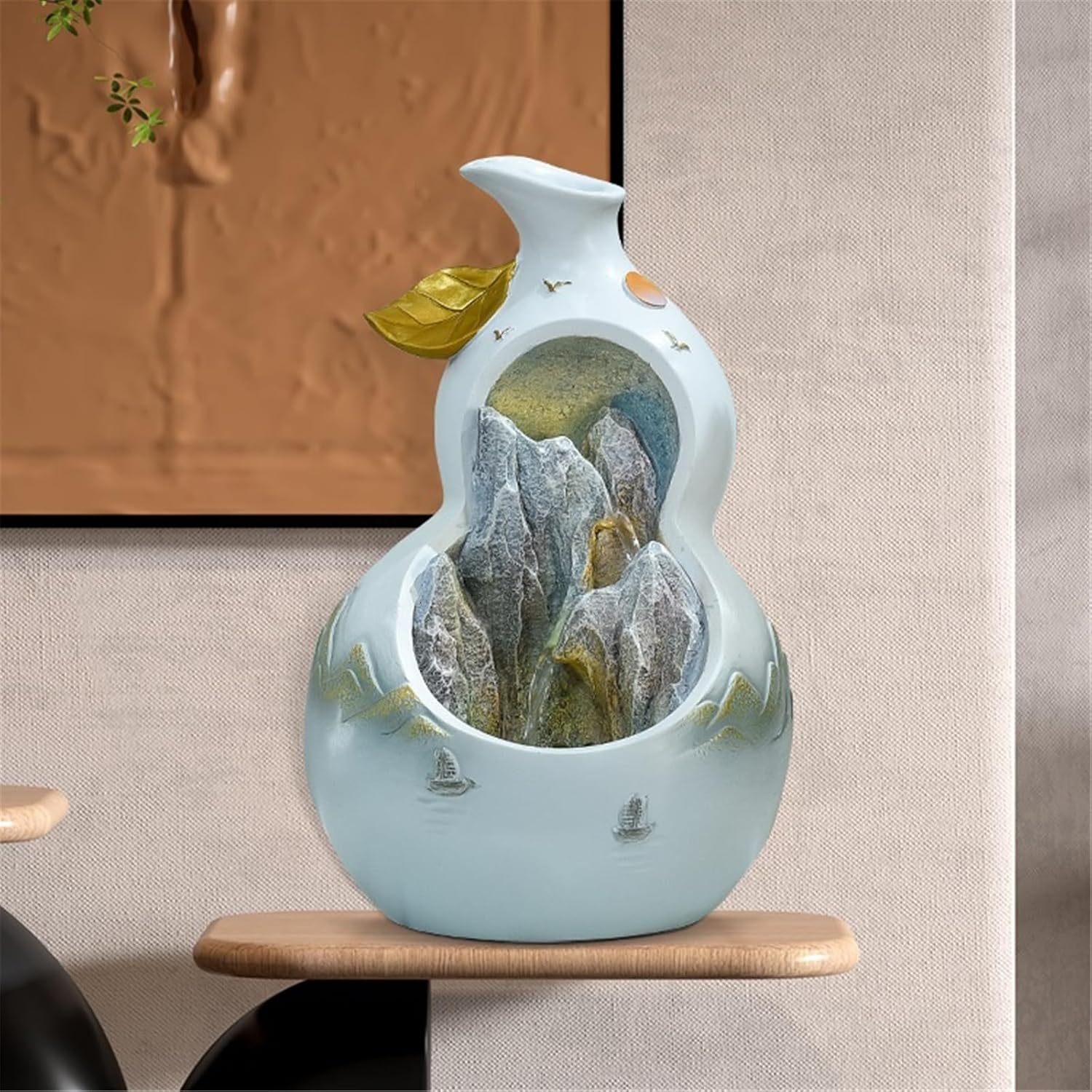Tabletop Fountain Decorative Indoor Fountain Meditation Gurgling Water Fountain Home Office Decor(Green)