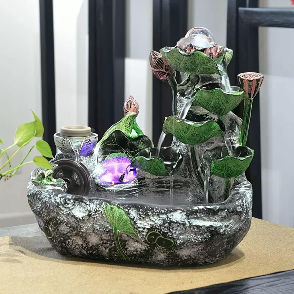 Tabletop Fountain Indoor Fountain Tabletop Waterfall Fountains Relaxation Water Feature Feng Shui Zen Meditation Desktop with Rotatable Ball and Pump for Home Office Spaces Decor(Medium)