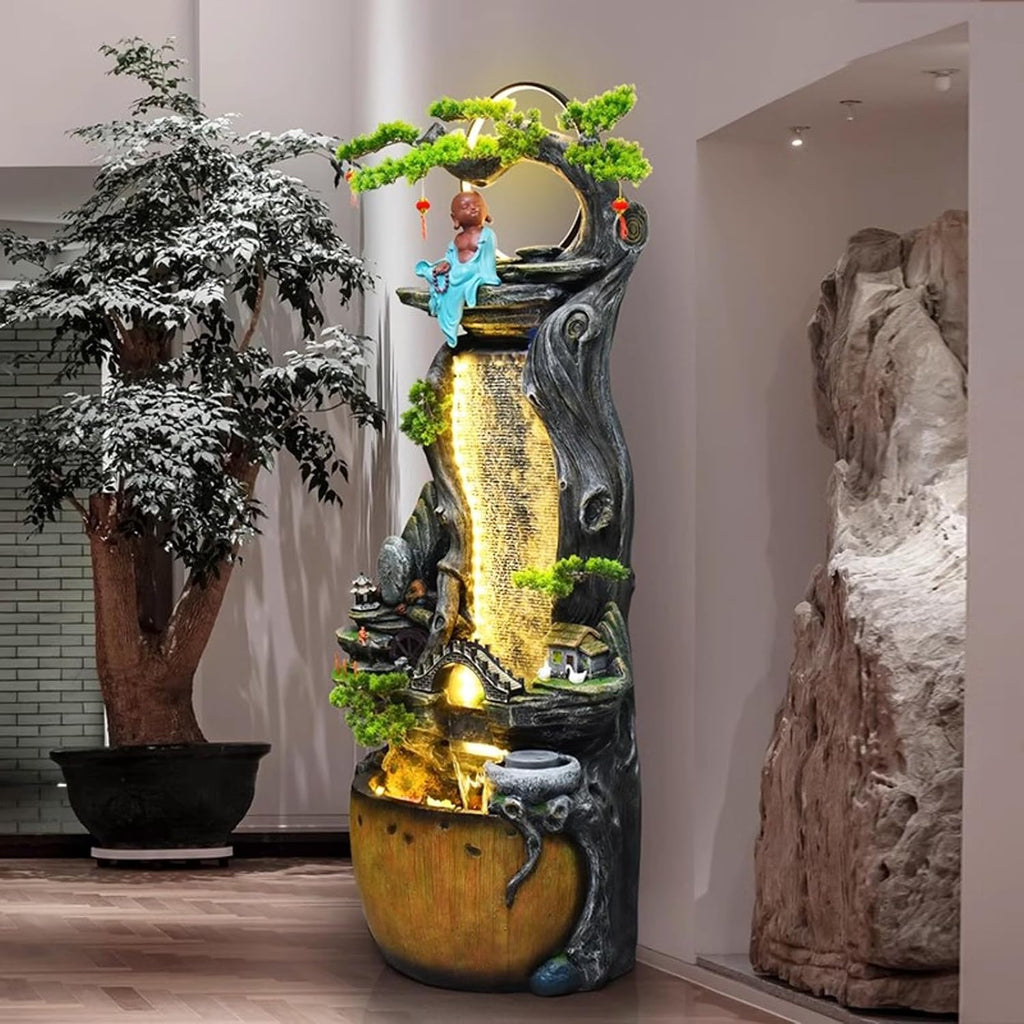 Tabletop Fountain Flowing Water Decorations Circular Floor Ceiling Living Room Office Rockery Housewarming Gift Decorations Pastoral Scenery Floor Ceiling Decorations Desktop Fountain