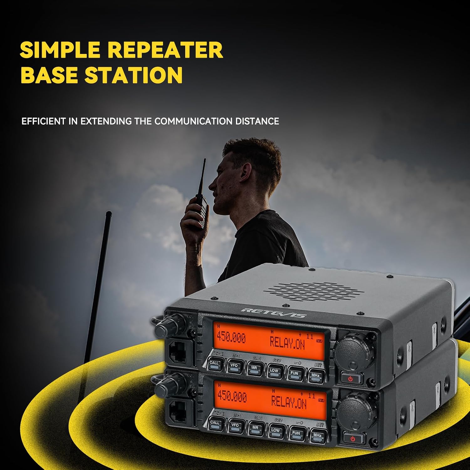 Retevis RA87 GMRS Mobile Radio, High Power Mobile Transceiver Base Station with Cable, 8 Repeater Channels, Chirp, Dual Watch, Long Range Two Way Radio for Off-Road(Black 1Pack)