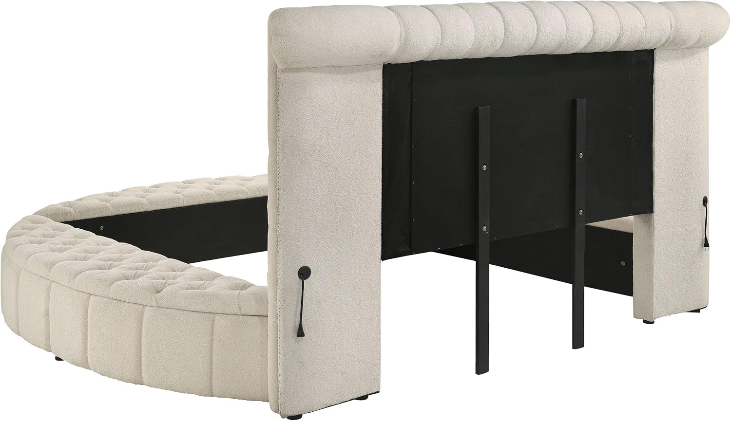 Coaster Home Furnishings - Sonya - Wood - 5-Piece Bedroom Set with Round Bed, Scroll-Back Headboard, USB Ports and Modern Classic Style - Bedroom - Eastern King Size - Ivory - 360111KE-S5