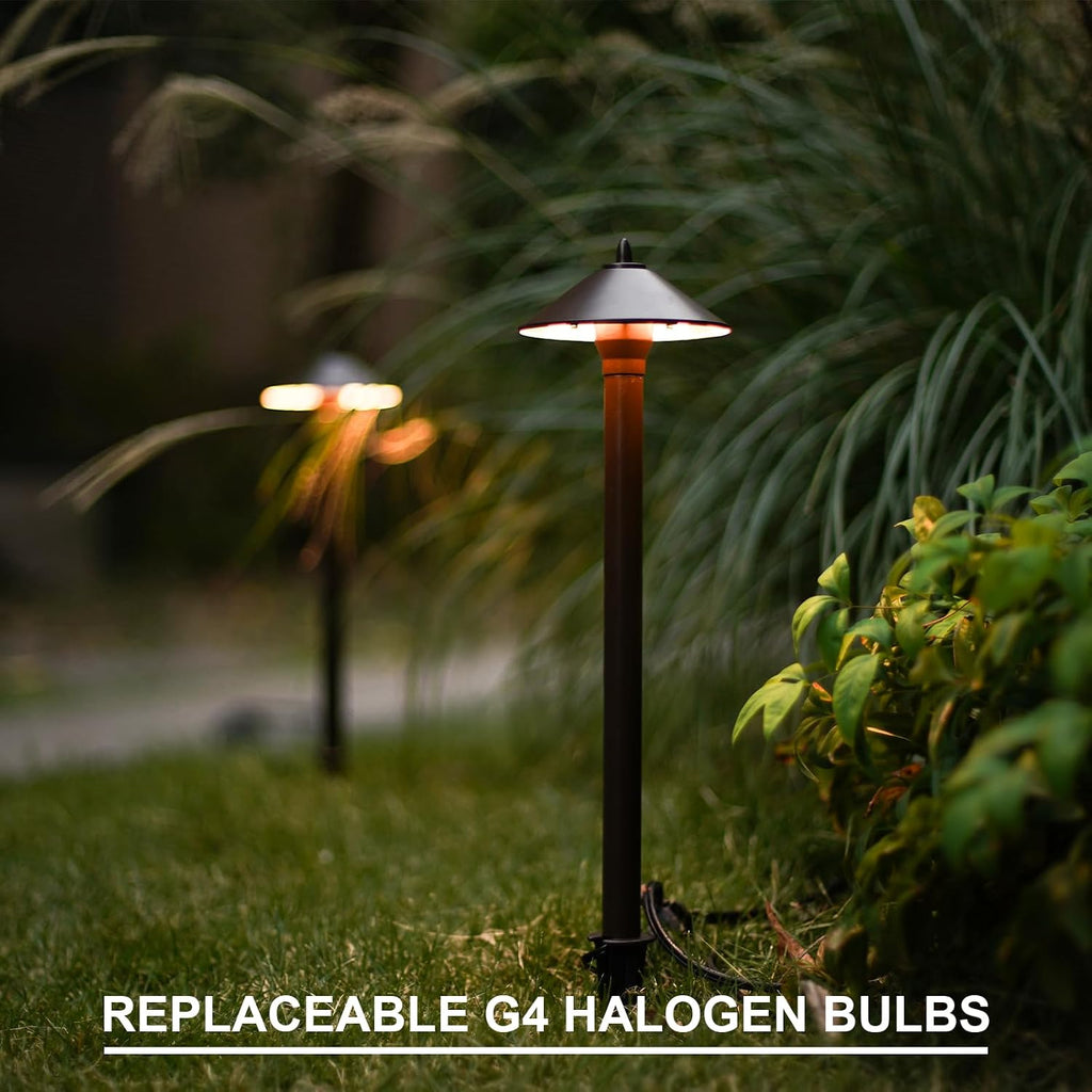 GOODSMANN 12V AC Landscape Lighting Kit with 6PCS 10W Bronze Halogen Pathway Lights & 4PCS Metal Material 20W Flooding Lights & 75Feet 16AWG Wire & 150W Outdoor Low Voltage Landscape Transformer