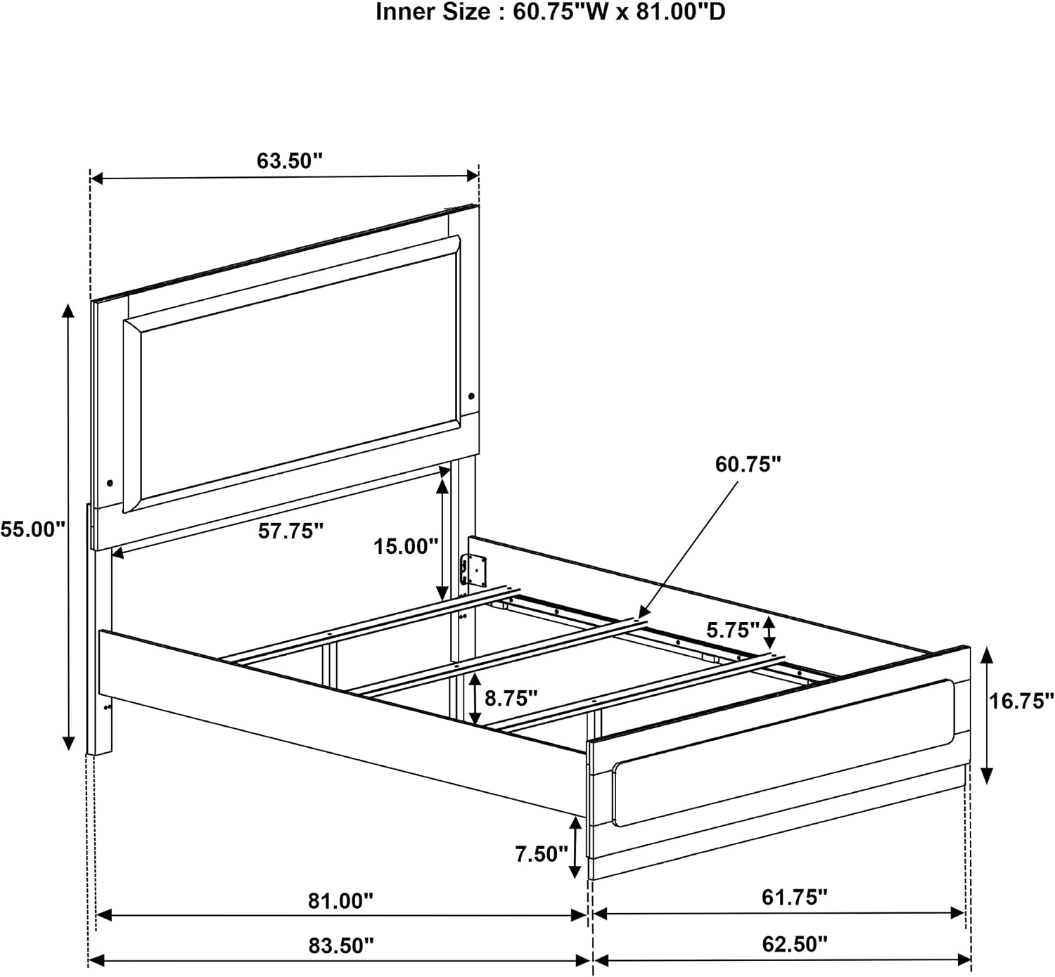 Coaster Home Furnishings Caraway Contemporary 4-Piece Bedroom Set Upholstered Queen Size LED Panel Bed Frame 55-inch Headboard Black 224781Q-S4