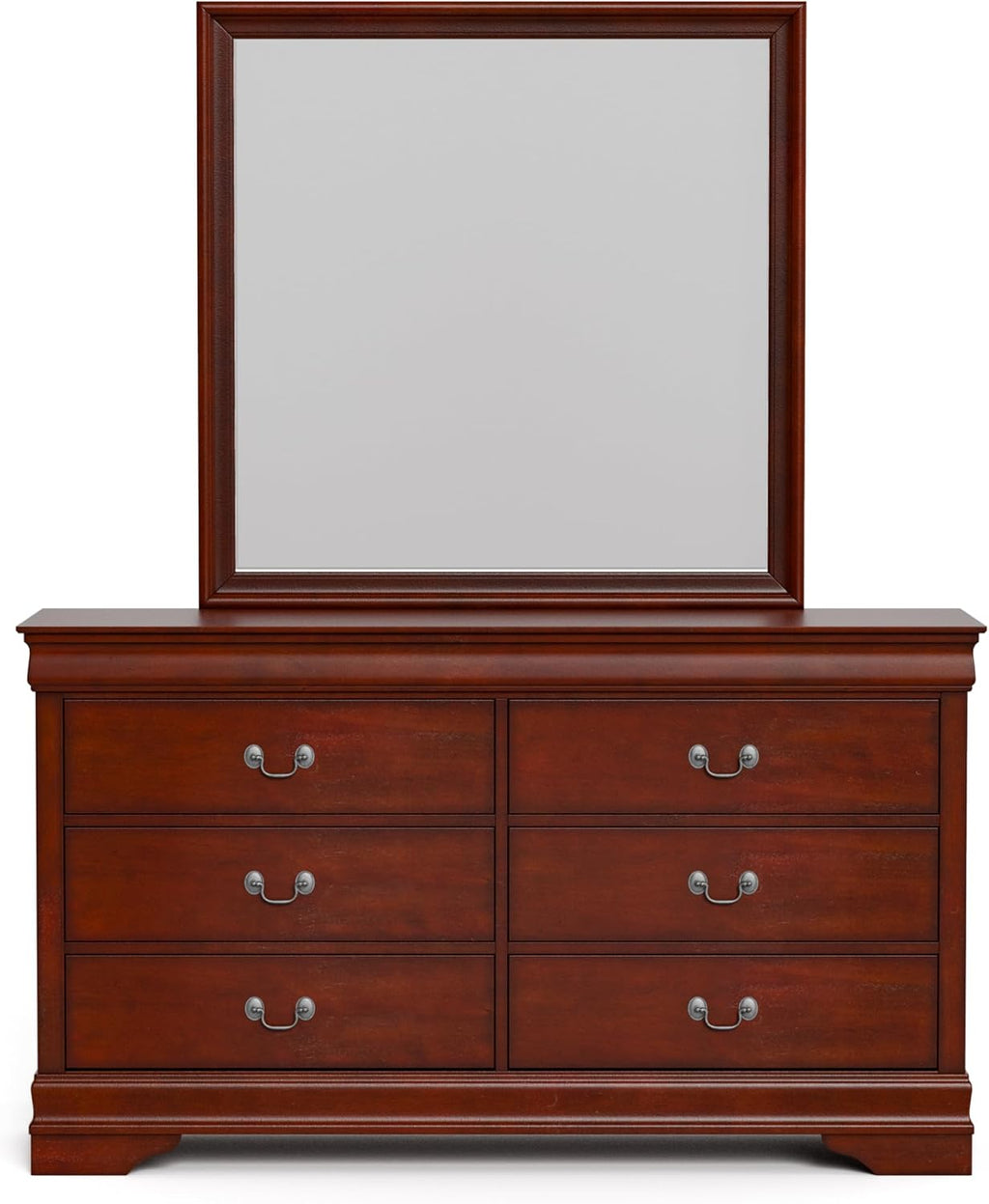 Furniture of America Arabella Traditional Solid Wood 5 Piece Bedroom Set with King Bed Frame, Nightstands, Dresser with Mirror, Storage and Organization, Bedframe Box Spring Needed, Cherry