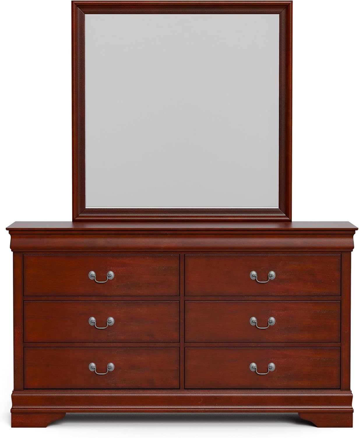 Furniture of America Arabella Traditional Solid Wood 5 Piece Bedroom Set with King Bed Frame, Nightstands, Dresser with Mirror, Storage and Organization, Bedframe Box Spring Needed, Cherry
