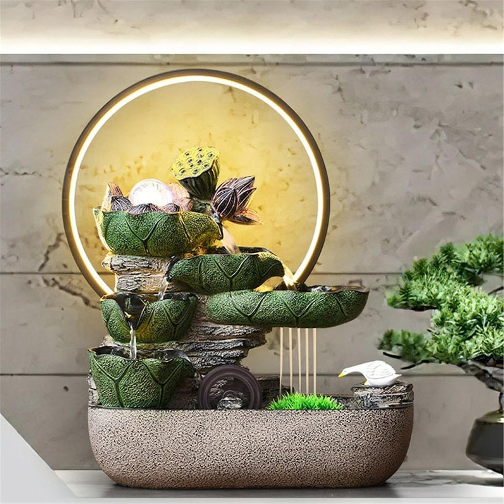 Tabletop Fountain Indoor Fountain, Chinese-Style Flowing Water Ornaments, Feature for Home Office Decor