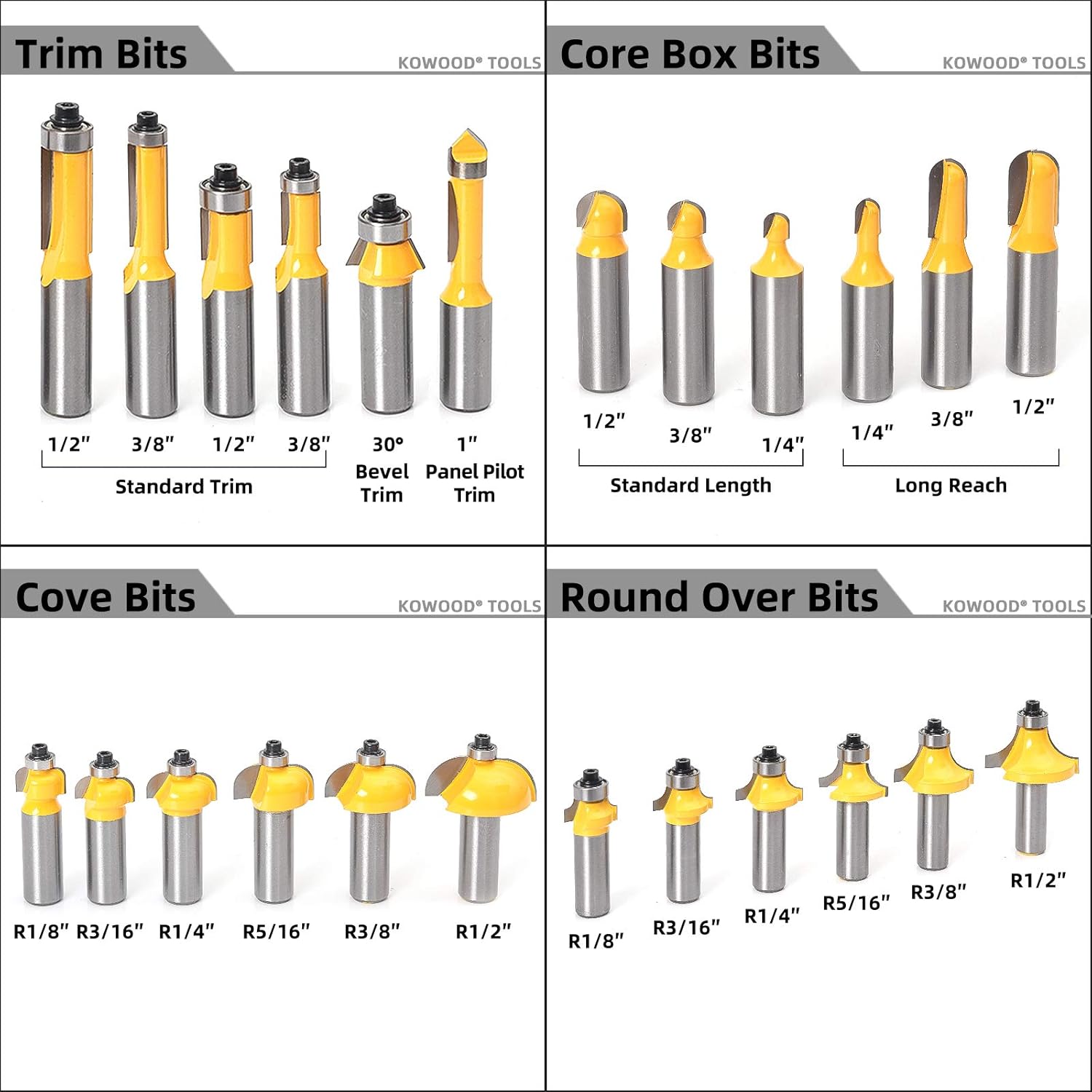 Router Bits Set 1/2 Inch Shank, 70 Piece Router Bit Set, Tungsten Carbide Router Bits Kit for Professional Woodworking