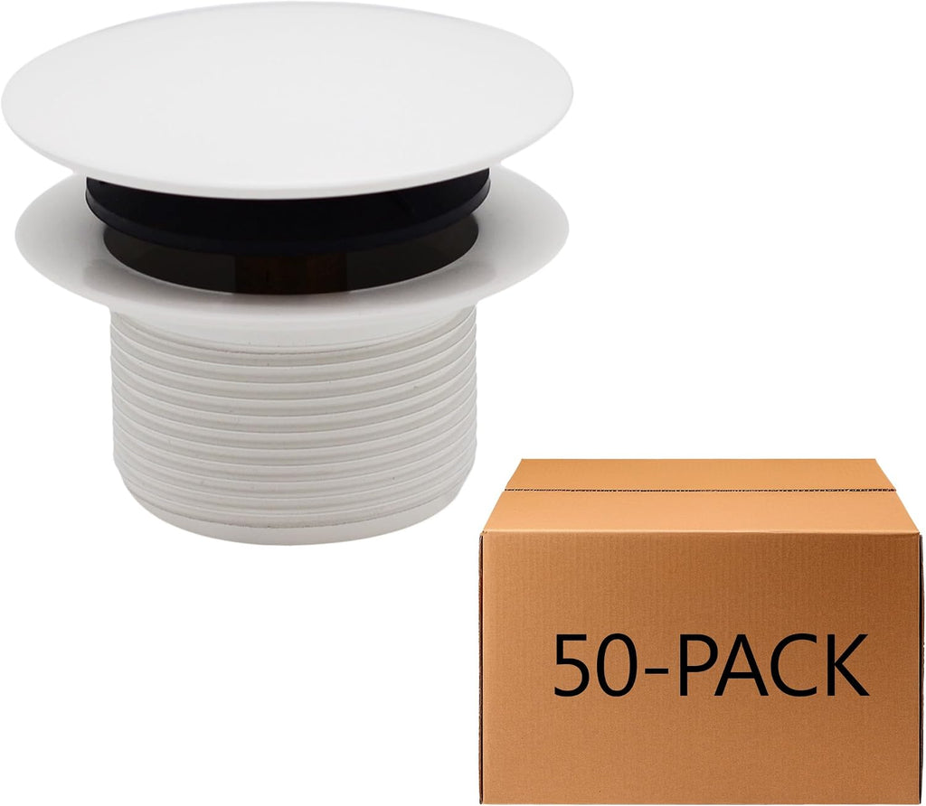 Westbrass D398R-50-50 1-1/2' NPSM Coarse Thread Mushroom Tip-Toe Bathtub Drain Stopper, Powder Coat White (50-Pack)