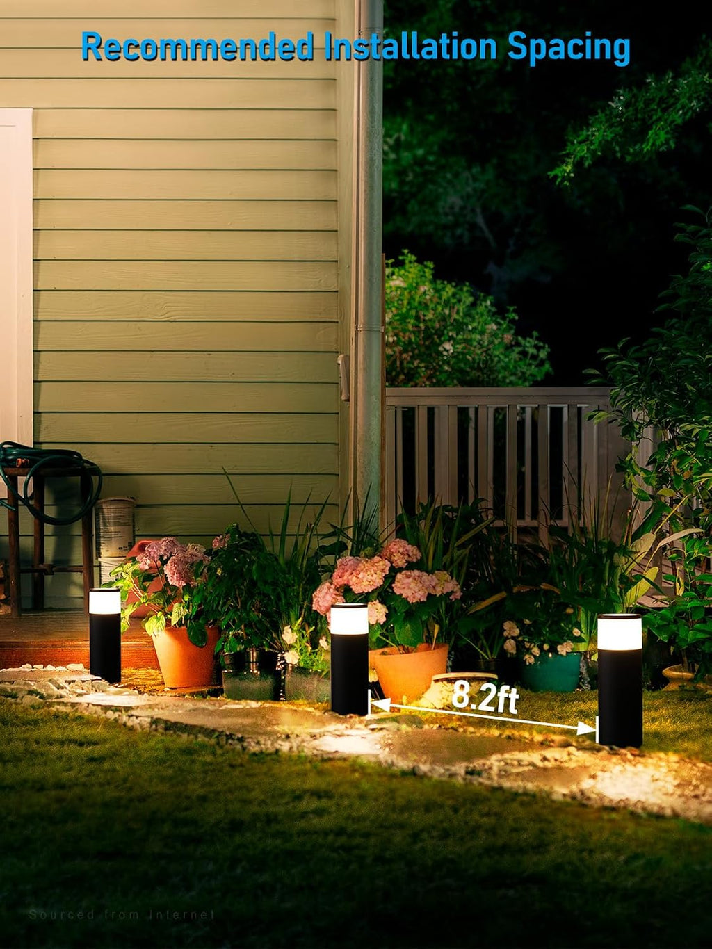 LEONLITE 8-Pack 5W LED Landscape Bollard Path Lighting, 12V-24V Low Voltage Landscape Lights, 3000K Warm White, Outdoor Pathway Light, Die-Cast Aluminum Housing