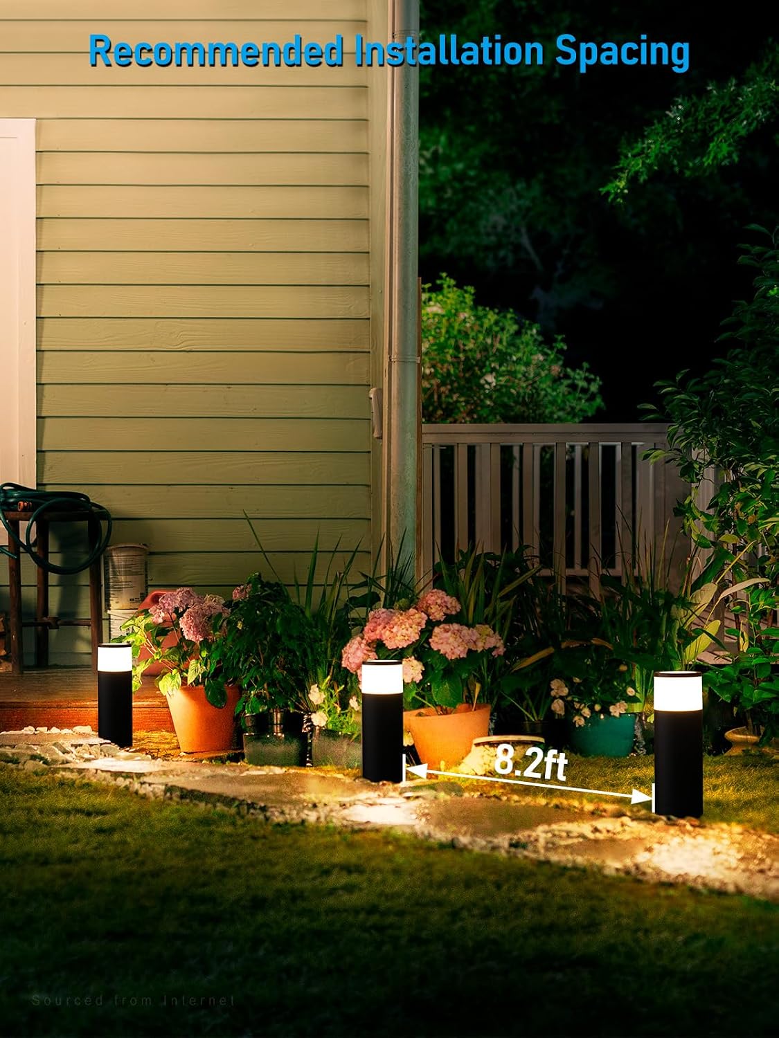 LEONLITE 8-Pack 5W LED Landscape Bollard Path Lighting, 12V-24V Low Voltage Landscape Lights, 3000K Warm White, Outdoor Pathway Light, Die-Cast Aluminum Housing
