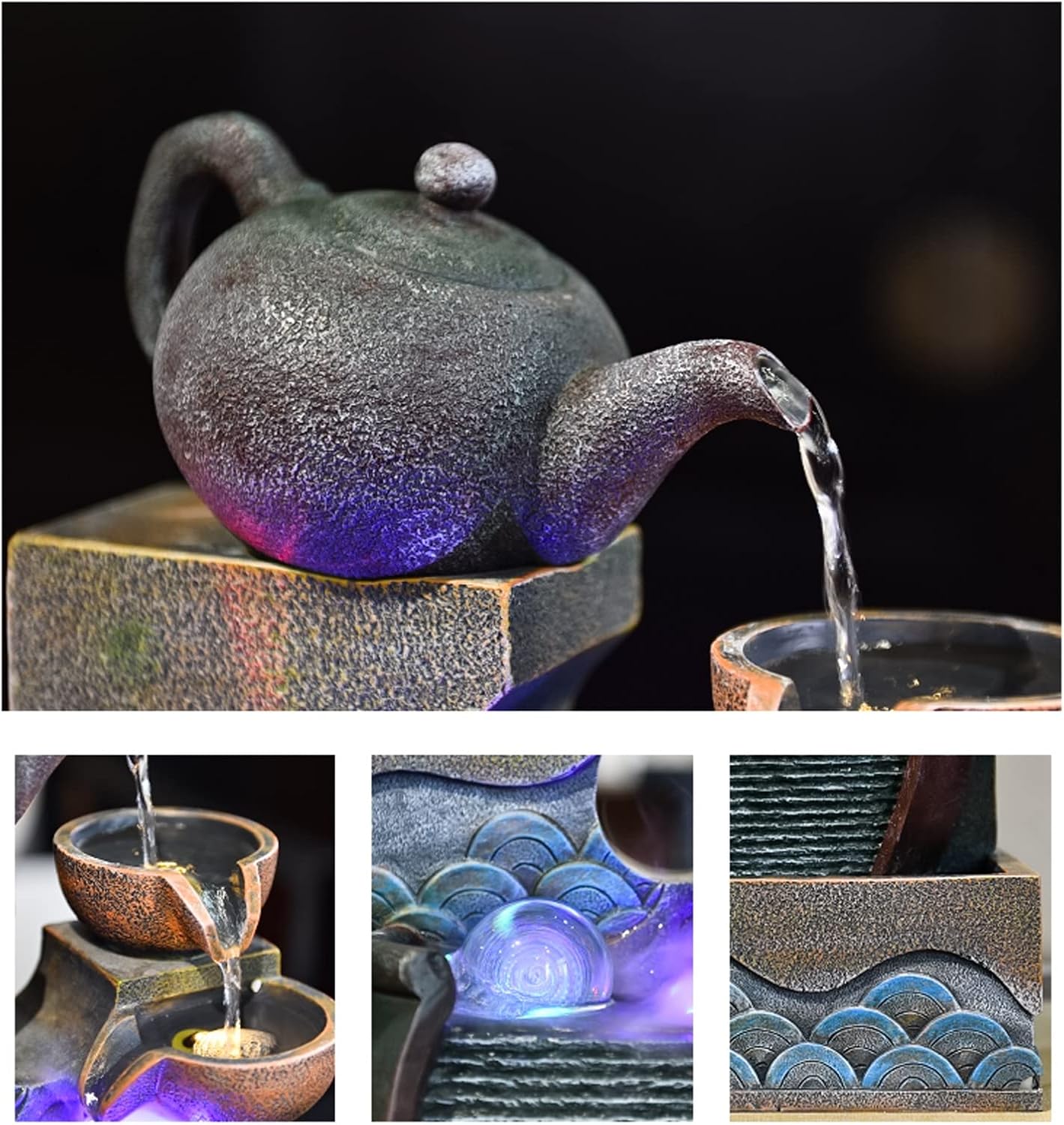 Tabletop Fountain Tabletop Fountain Resin Waterfall Desktop Water Decor Indoor Portable Decorative Meditation with Submersible Pump