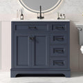 ONBRILL 36' Luxurious Bathroom Vanity with Ceramic Sink, Modern Freestanding Bathroom Single Sink Vanities Cabinet with 2 Soft Closing Doors & 2 Drawers, Adjustable Shelf & Paint Surface (Blue)