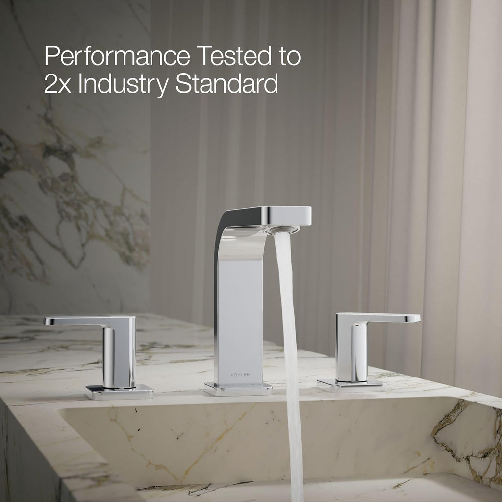 Kohler K-23484-4K-CP Parallel Widespread Bathroom Sink Faucet, 1.0 GPM, Lever Handles, Polished Chrome