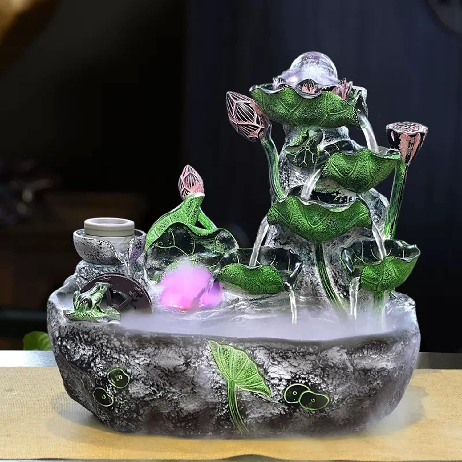 Tabletop Fountain Indoor Fountain Tabletop Waterfall Fountains Relaxation Water Feature Feng Shui Zen Meditation Desktop with Rotatable Ball and Pump for Home Office Spaces Decor(Small)