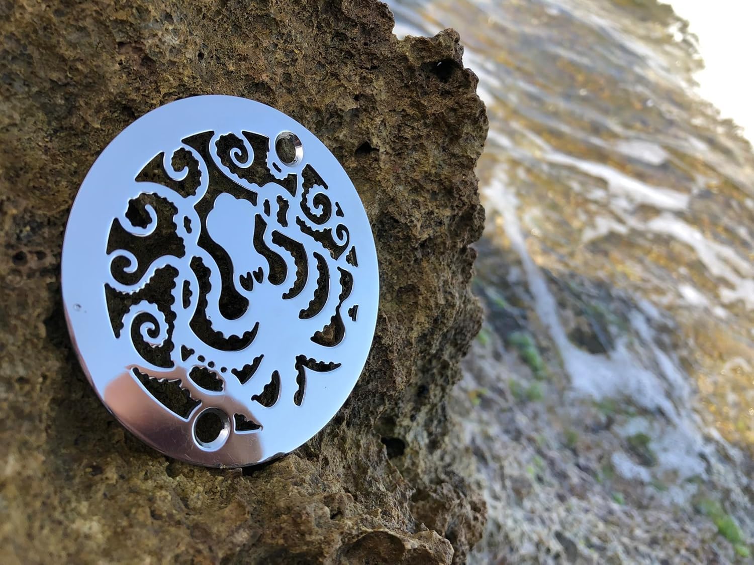 Round Octopus Shower Drain Cover (Polished Stainless Steel, 3.25 Inch)