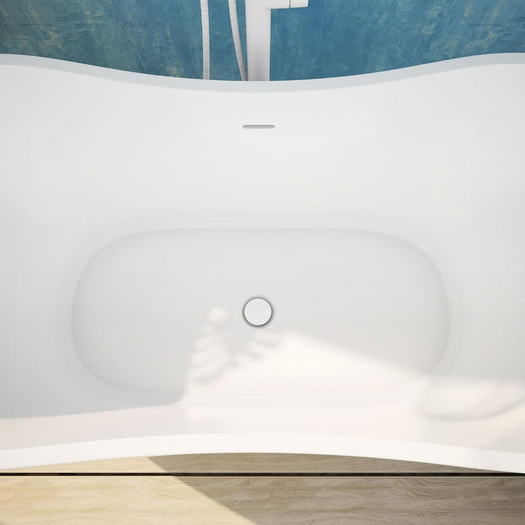 DreamLine Nile 59 inch L x 28 inch H Acrylic Freestanding Bathtub with White Finish