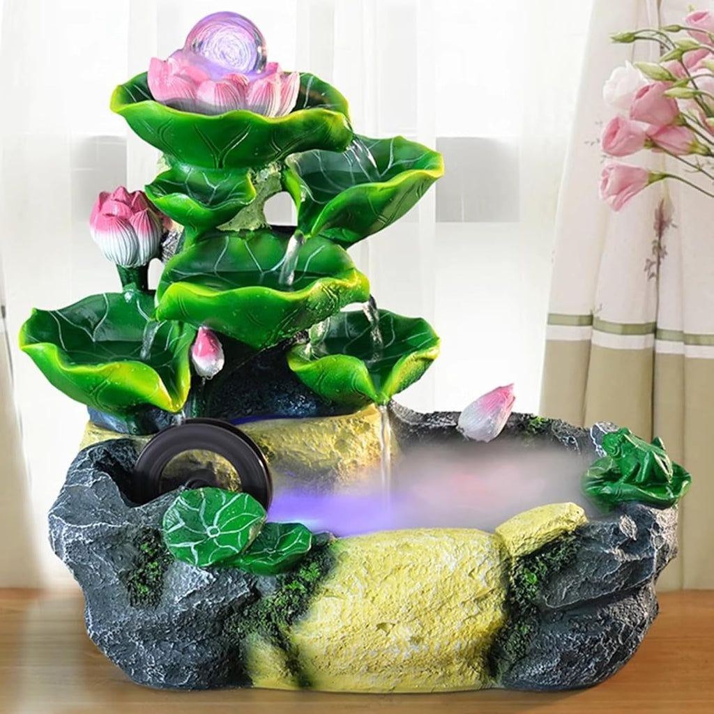 Tabletop Fountain Small Desktop Lotus and Flowing Water Decorations Office Desk Fortune Crystal Ball Fountain Living Room Porch Decorations Desktop Fountain (Size : M)