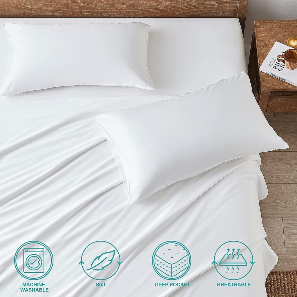4 Piece Solid Bed Sheet Set- 600TC Egyptian Cotton - Luxury Bedding Set Fits Up to 19 Inches Deep Pocket - 4 Piece Sheet Set (Twin Size, Silver Grey)