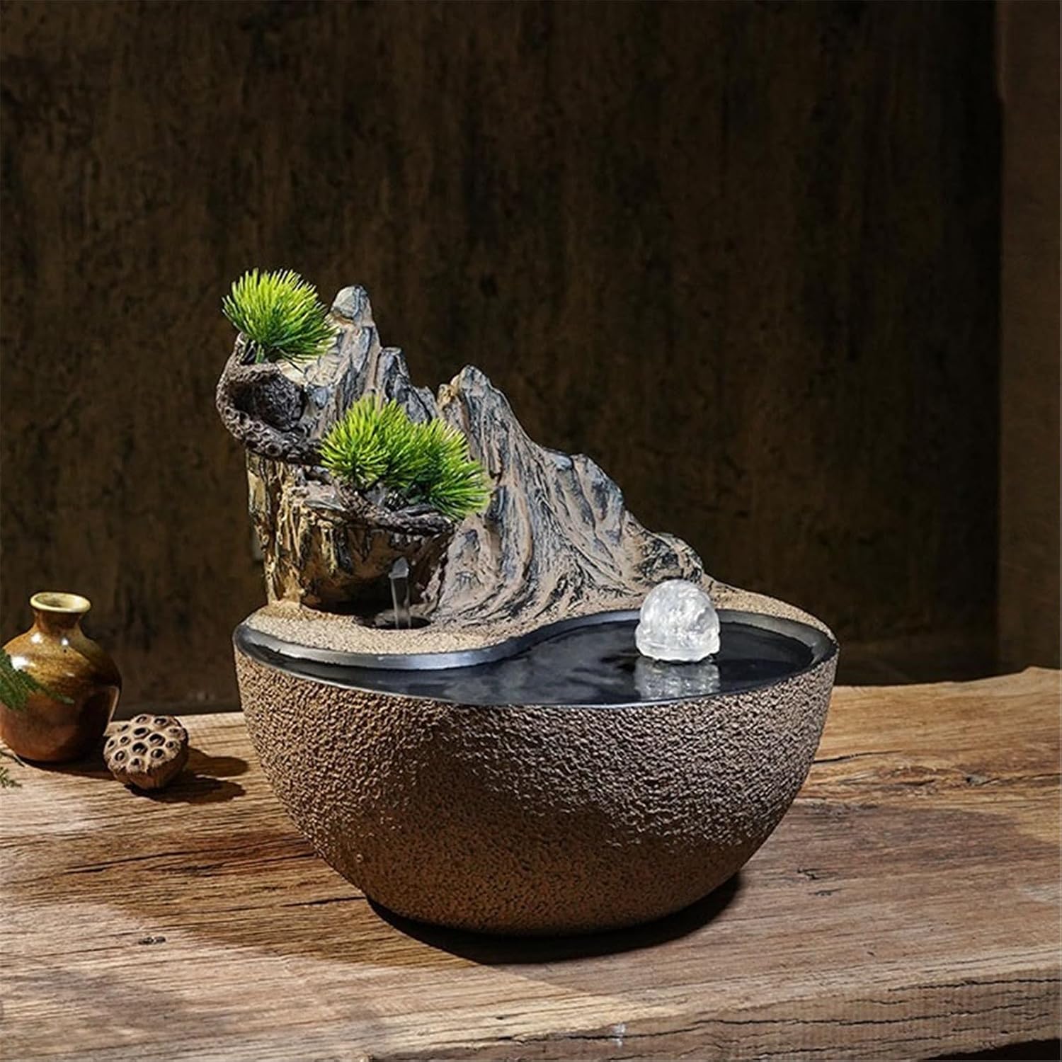 Tabletop Fountain Indoor Waterfall Fountain Chinese Style Desktop Water Ornaments Tea Room Water Feature