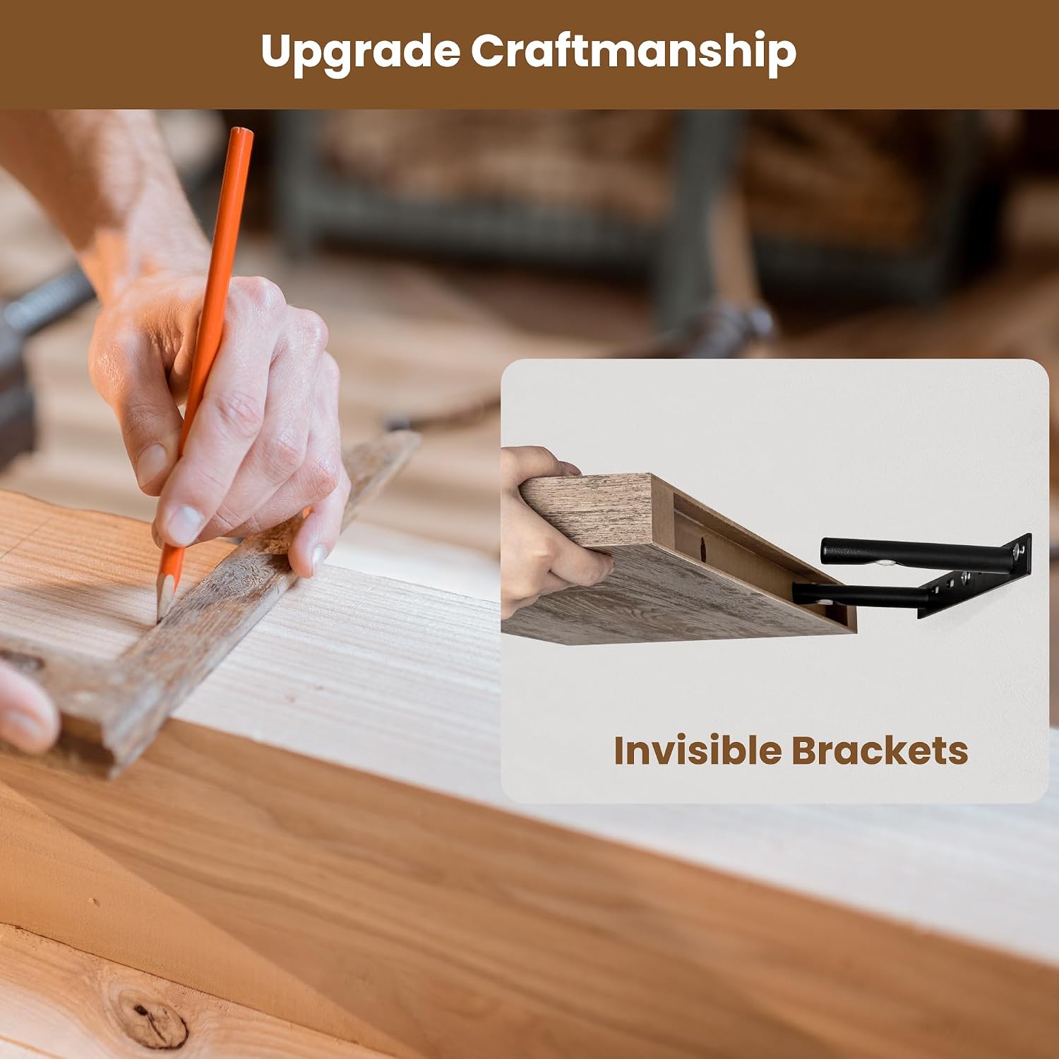 Axeman 72Inch Floating Shelves for Wall, Rustic Wood Shelves for Bedroom, Bathroom, Kitchen, Hanging Wall Mounted Shelf with Invisible Brackets for Books Decor, Set of 1, Grey