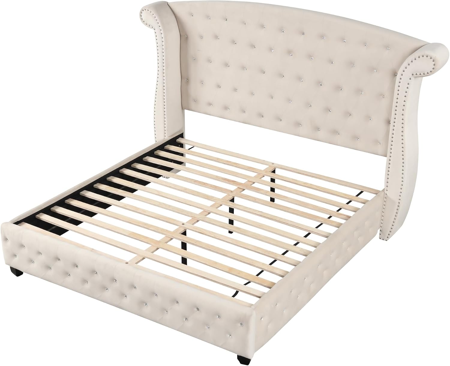 Generic King 5 Pc Bedroom Set Made with Wood in Cream