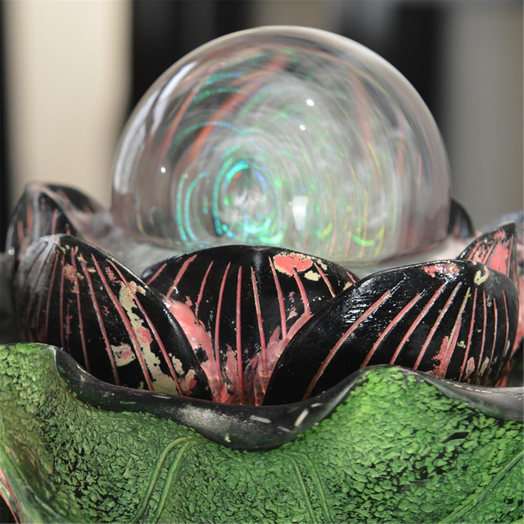 Tabletop Fountain Tabletop Water Fountain Lotus Feng Shui Wheel Indoor Circulating Ornaments(Small)