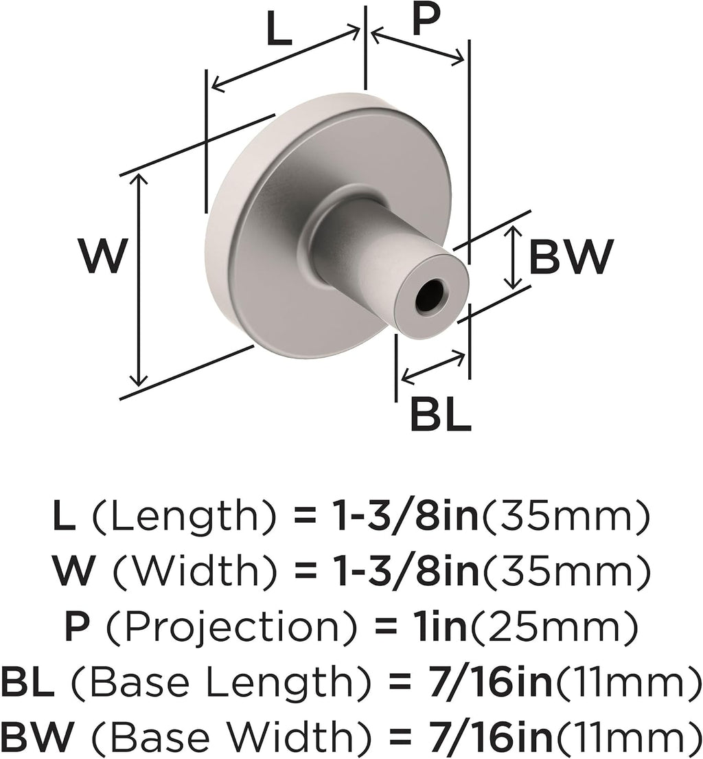 Amerock Versa 1-3/8 inch (35mm) Diameter Satin Nickel Cabinet Knob - 25 Pack