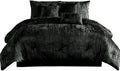 HomeStock King Comforter Set - 7 Piece Velvet Bedding - Black