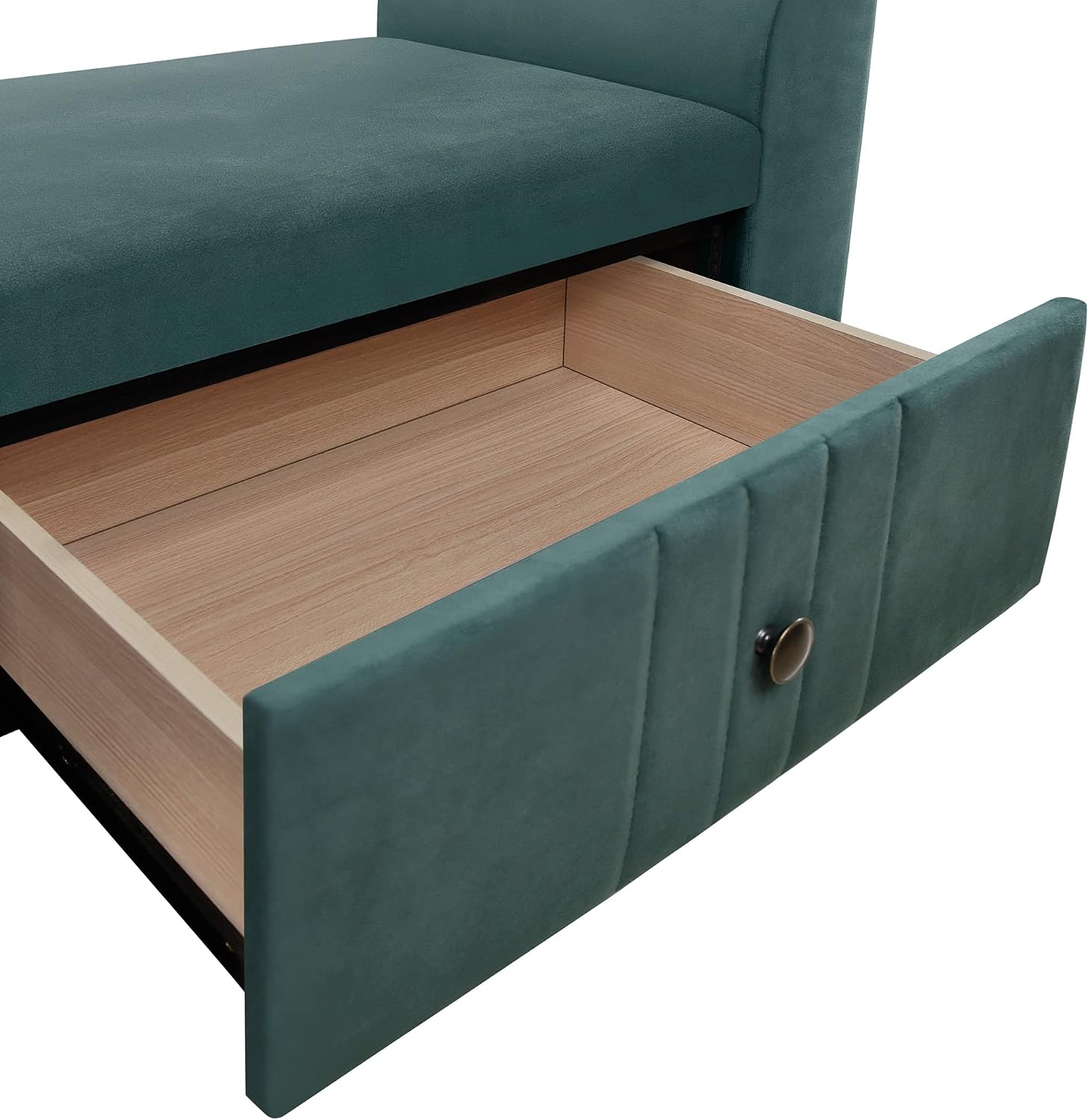 KLMM Elegant 4-Pieces Bedroom Sets Queen Size Upholstered Platform Bed with Two Nightstands and Storage Bench, No Box Spring Needed (Green#M^)