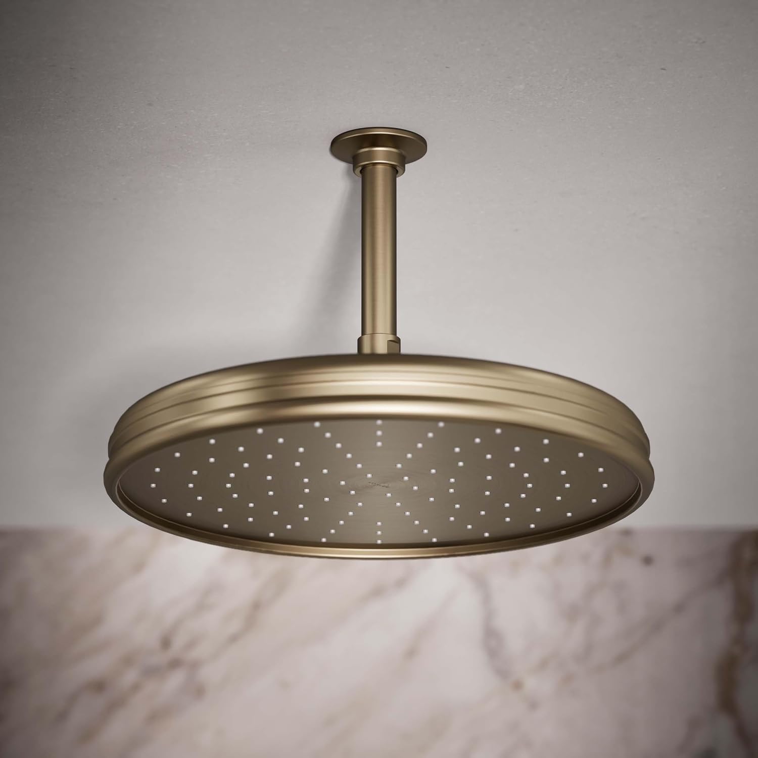 KOHLER 13694-BV Traditional Round Rain Showerhead with Katalyst Air Induction Spray, 2.5 GPM, 12-Inch, Vibrant Brushed Bronze