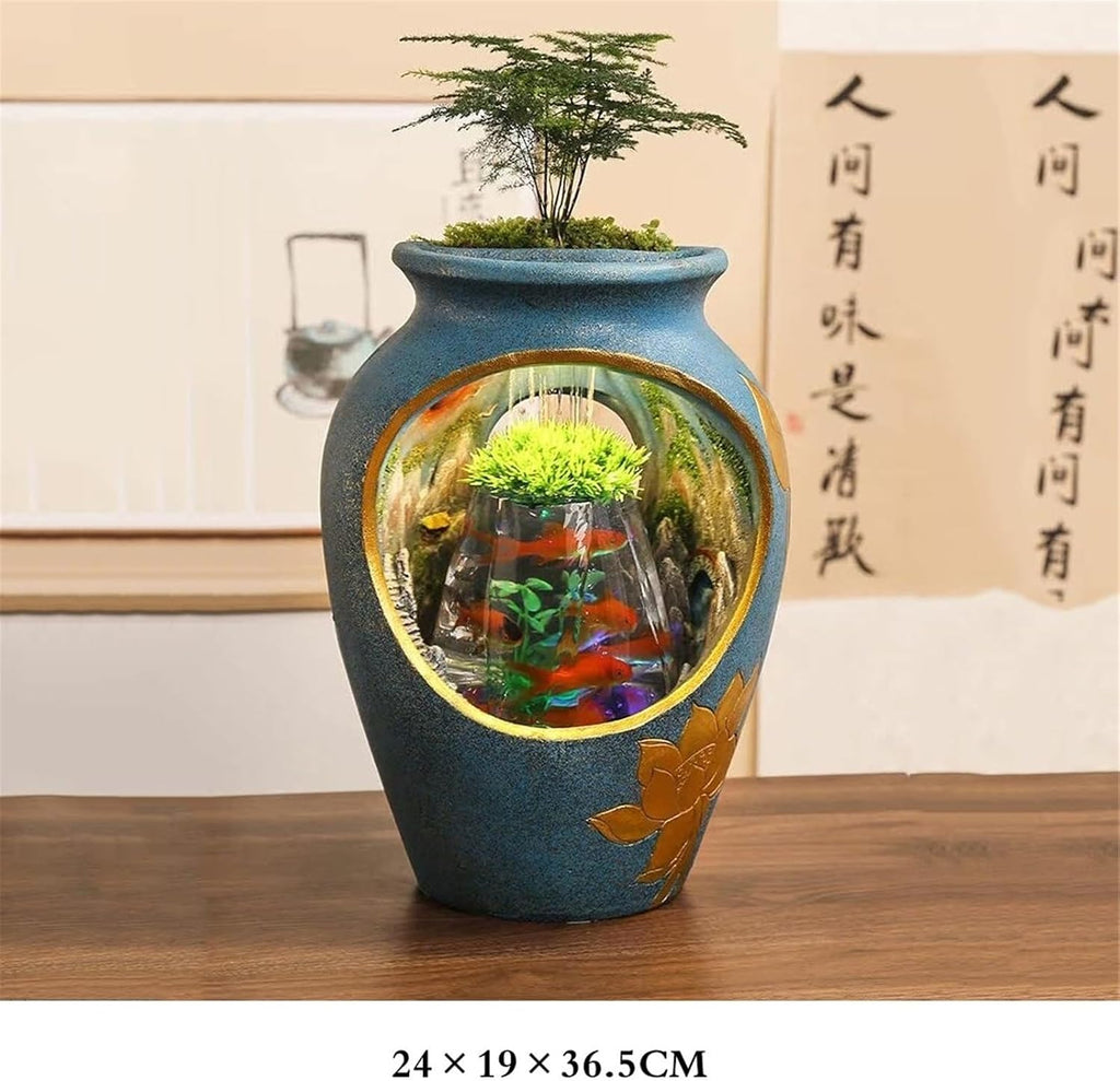 Desktop Fountain Tabletop Fountain, Desktop Fish Tank Relaxing Ambiance for Home and Office Decor