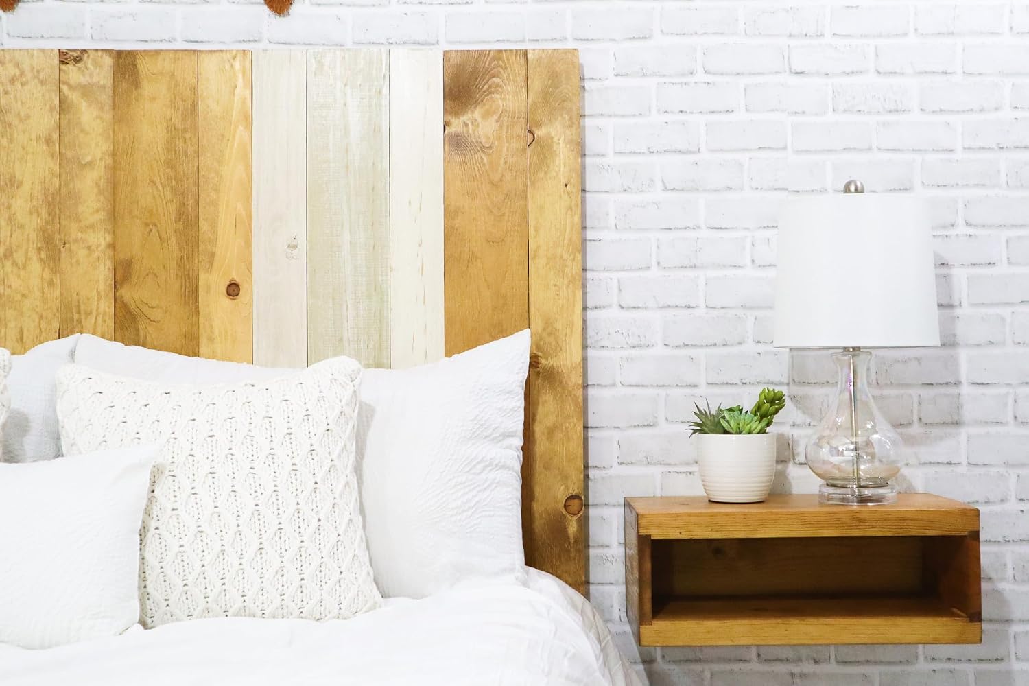Barn Walls Boho Euro Mix Signature Design, Multicolored Solid Wood Headboard, Floating Panels, Wall Mount, Adjustable Height Easy Assembly, Queen Size