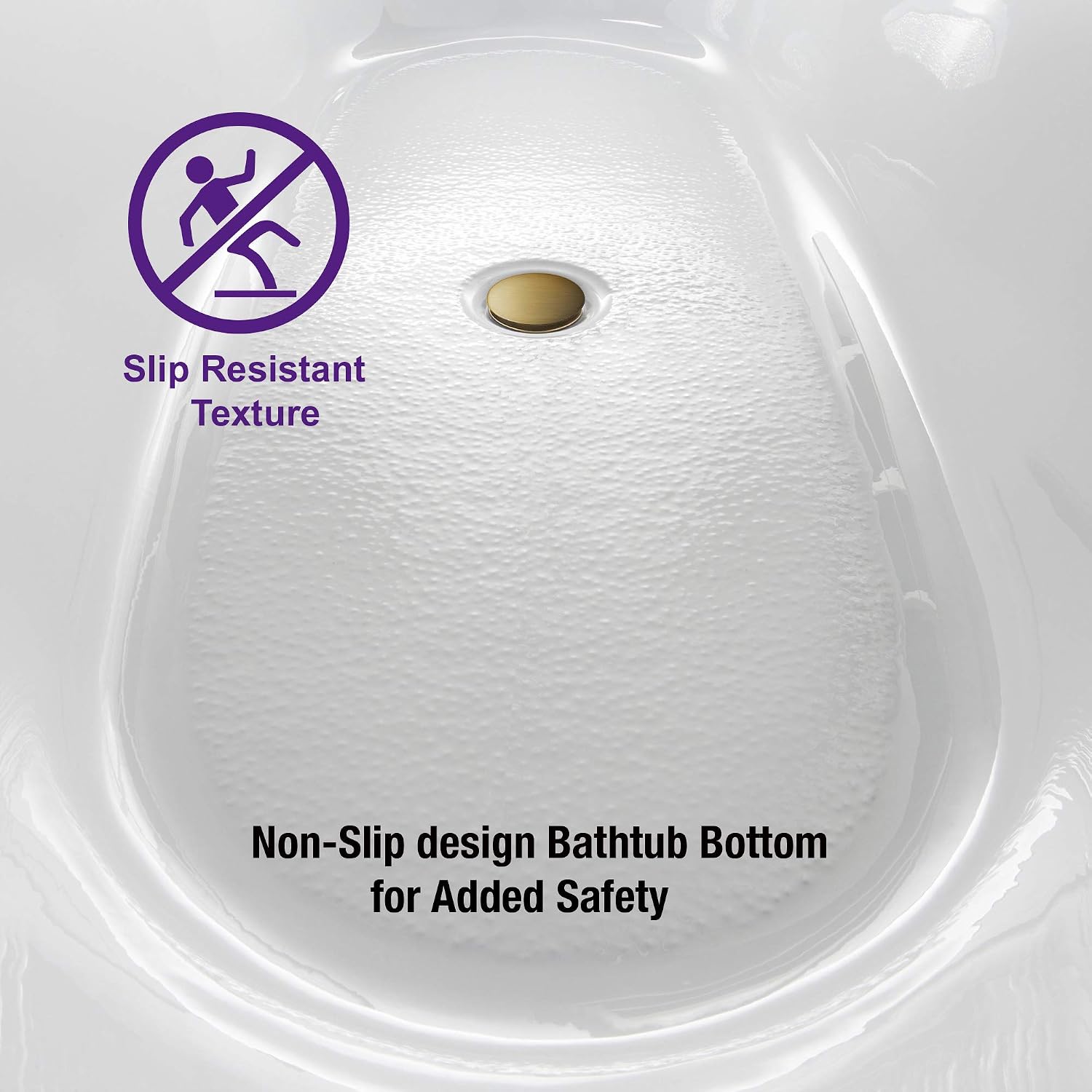 WOODBRIDGE 67'Freestanding White Acylic Soaking Bathtub with White Pillow,Drain and Overflow in Brushed Gold,BTA1508 -BG-Drain &O+ Pillow
