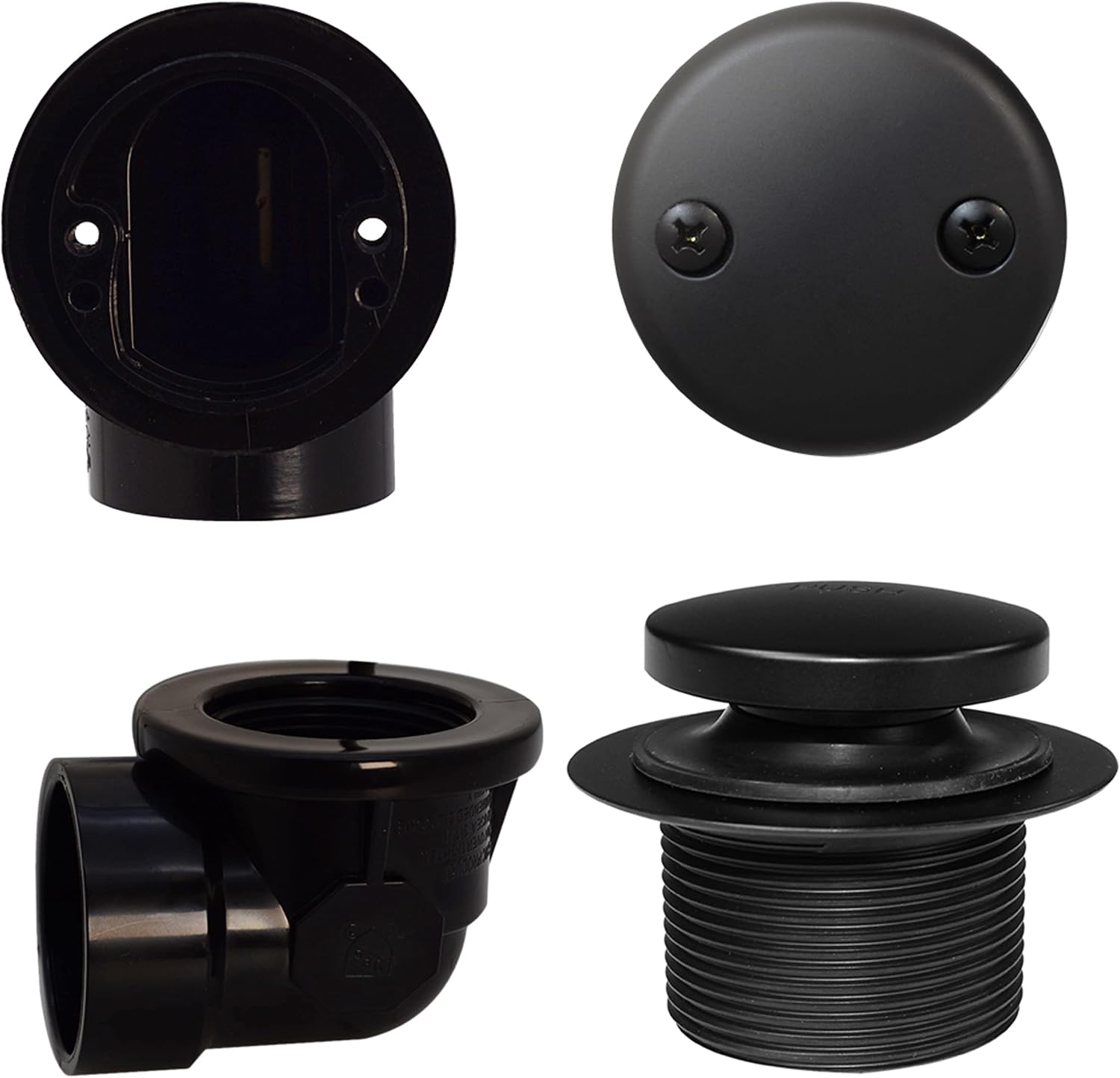 Westbrass Tip Toe Sch. 40 ABS Plumber's Pack with Two-Hole Elbow, Matte Black, D534-62