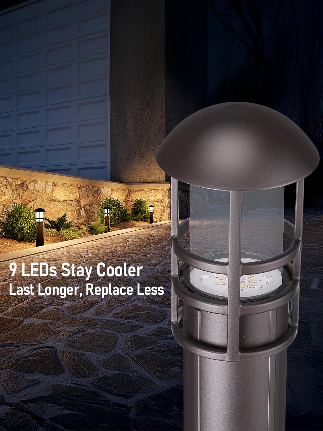 LEONLITE 12-Pack Low Voltage Landscape Pathway Lights 3W Landscape Lighting 12-24V LED Bollard Path Lights Wired CRI 90+ Aluminum Pathway Lighting for Walkway Yard Garden, ETL Listed, 3000K Warm White
