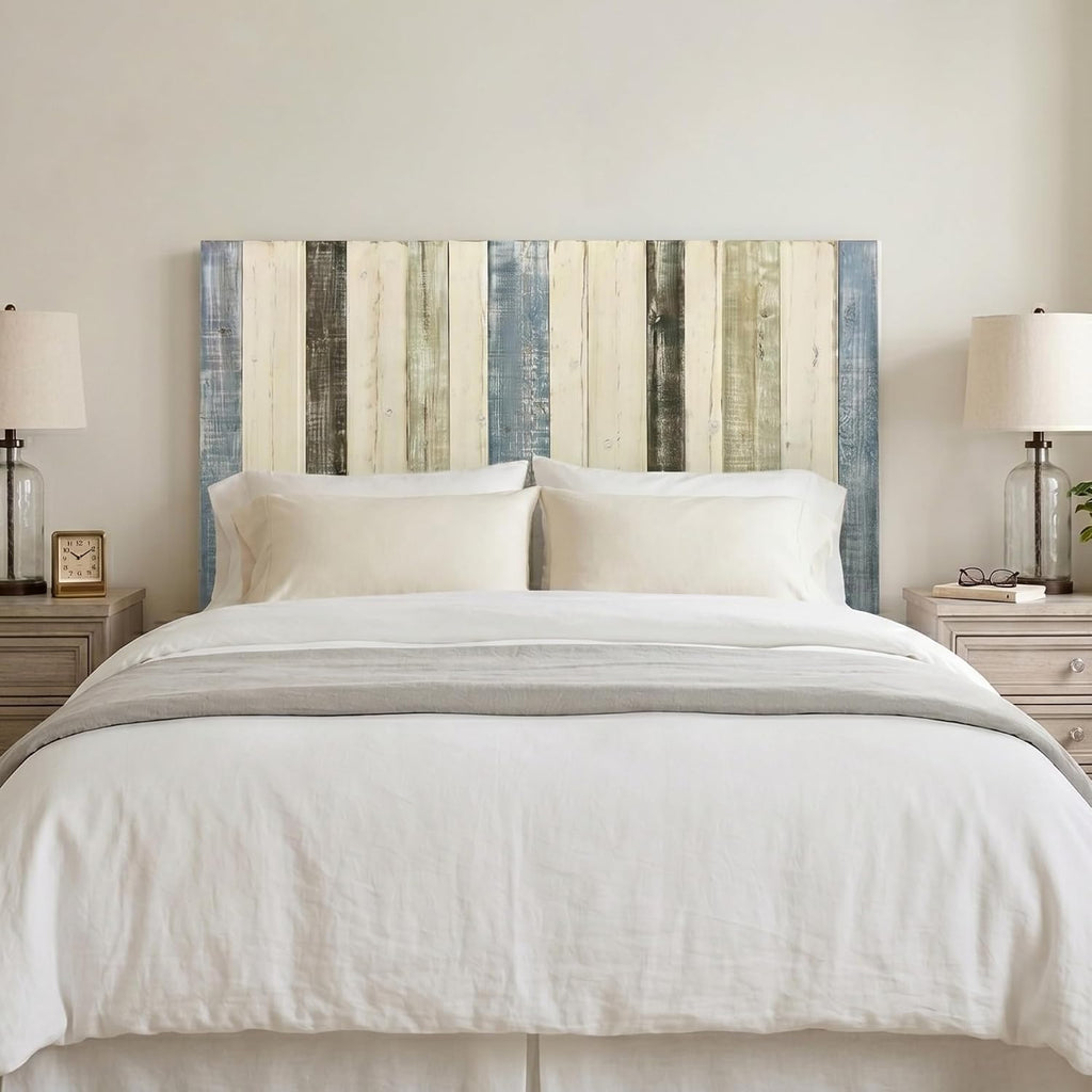 Barn Walls Full Wood Headboard - Farmhouse Mix Design - Wall Mounted Floating Headboard for Full Bed - Handcrafted Solid Wood - Easy No-Drill Installation