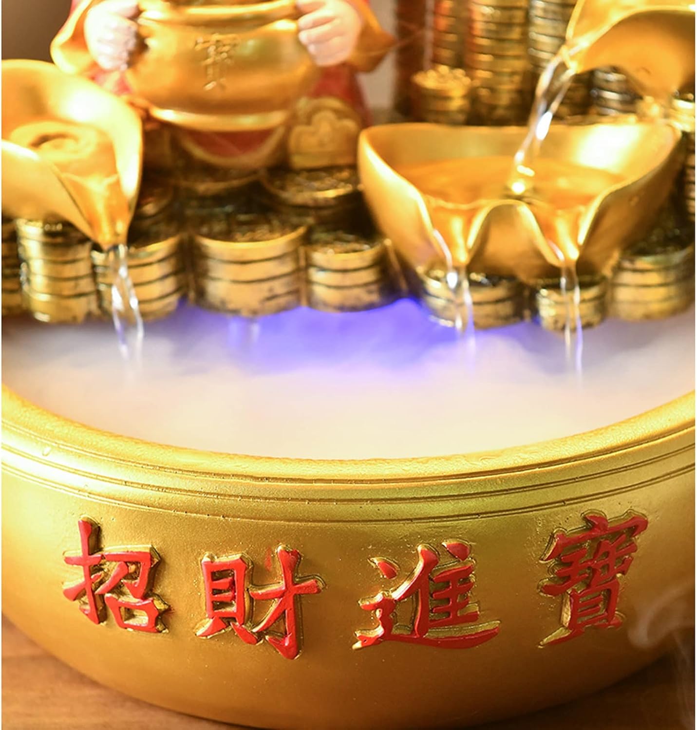 Tabletop Water Fountain Chinese Lucky Fortune Tabletop Fountain Waterfall Desktop Electric Water Fountain Decor w/LED Indoor Portable Tabletop Decorative Meditation Waterfall Kit Includes Submersible