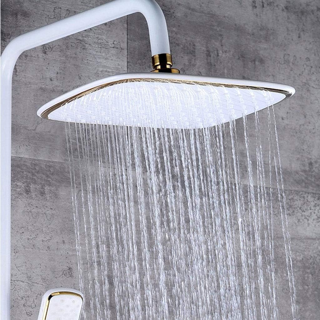 Shower Faucet Set Bathroom White Rainfall Shower Faucet Hot and Cold Water Gold Shower Mixer
