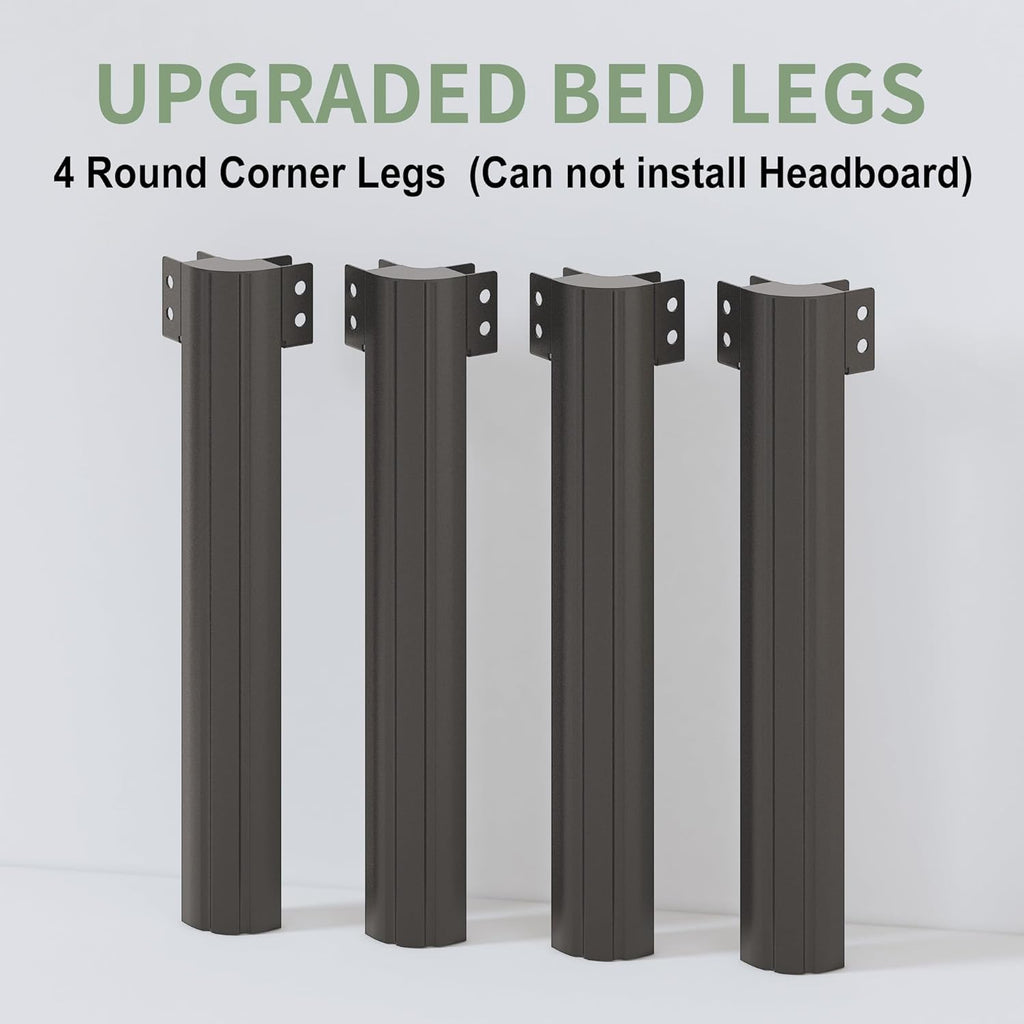 Lutown-Teen 22 Inch High King Bed Frame with Rounded Corner Legs, Sturdy Mattress Foundation, Heavy Duty Metal King Size Platform No Box Spring Needed, Noise Free, Easy Assembly, Black